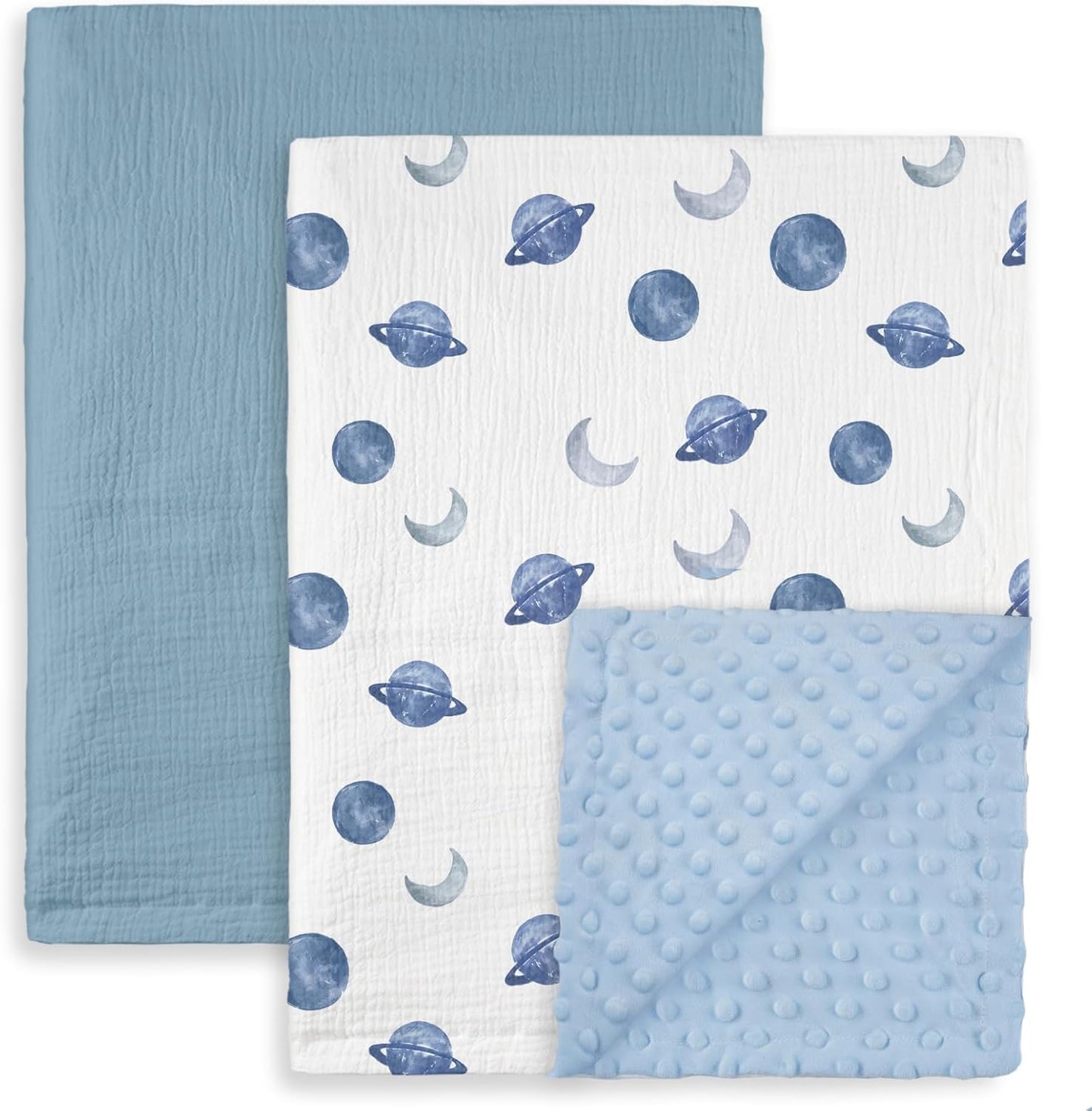 GLLQUEN BABY Blankets for Unisex Boys Girls, 2-Pack Muslin Cotton Front Soft and Breathable, and