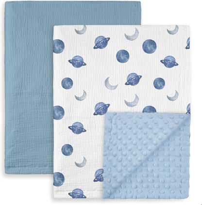 GLLQUEN BABY Blankets for Unisex Boys Girls, 2-Pack Muslin Cotton Front Soft and Breathable, and