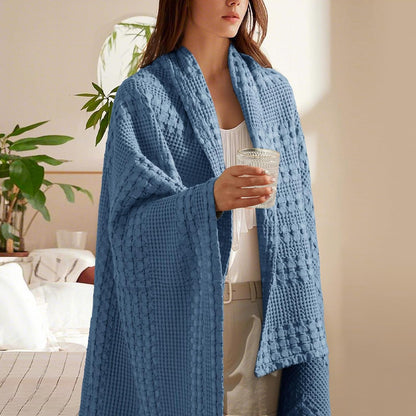 PHF 100% Cotton Waffle Weave Throw Blanket, Soft Lightweight Breathable Cozy Summer Throws for