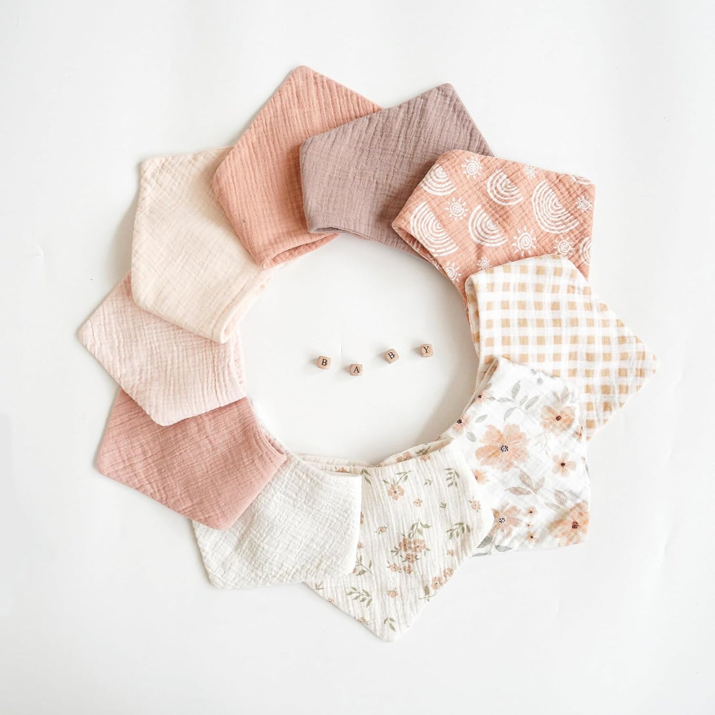 Konssy Muslin Baby Bibs 10 Pack Baby Bandana Drool Bibs 100% Cotton for Unisex Boys and Girls, Soft