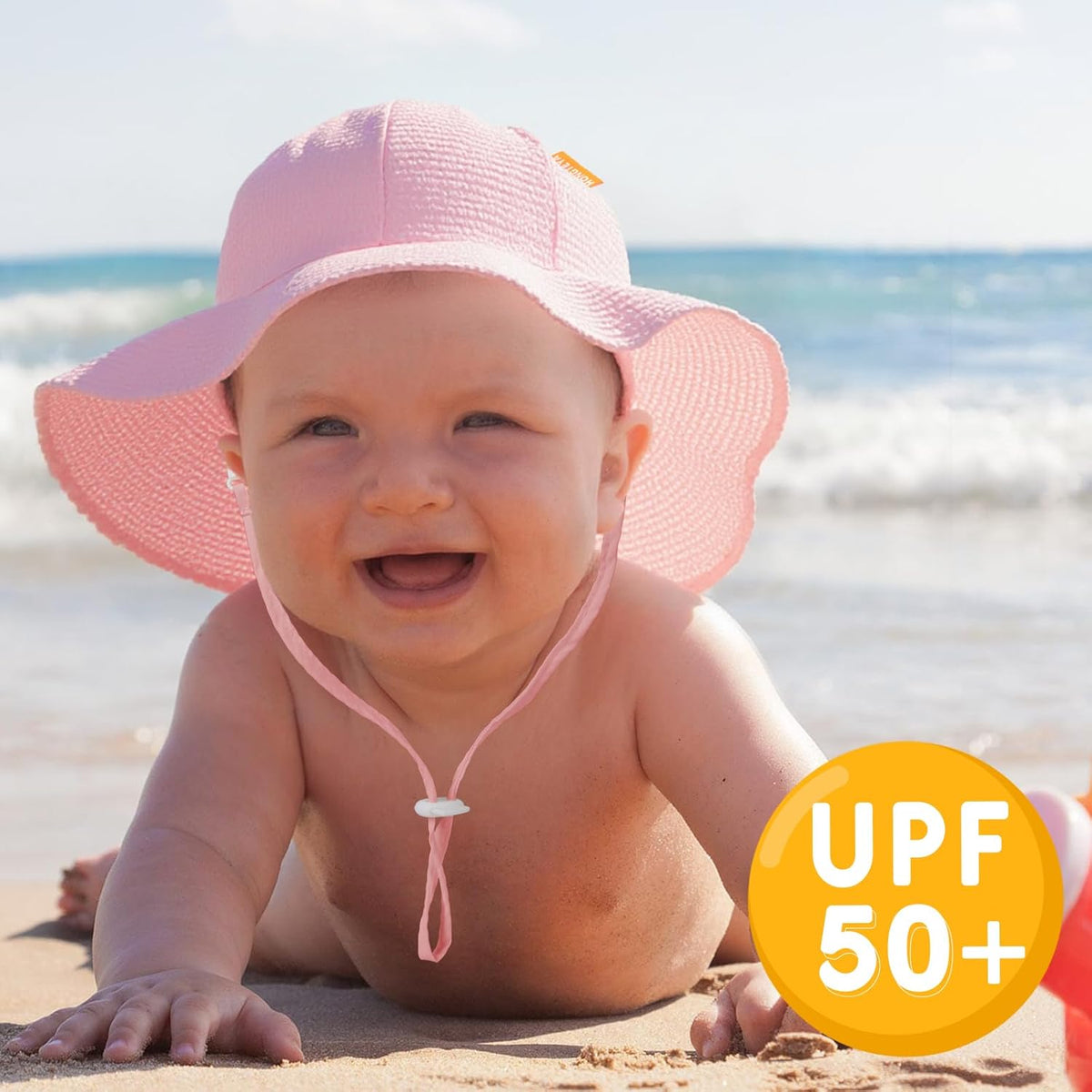 HONGTEYA Baby Sun Hat Toddler Girl Beach Hat Adjustable Outdoor Summer Hat UPF 50+ Sun Protection