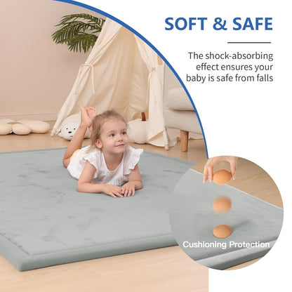 Baby Play Mat for Floor,1.3" Thick Elasti-Foam 74×50 Playpen Mat for Toddlers Infant