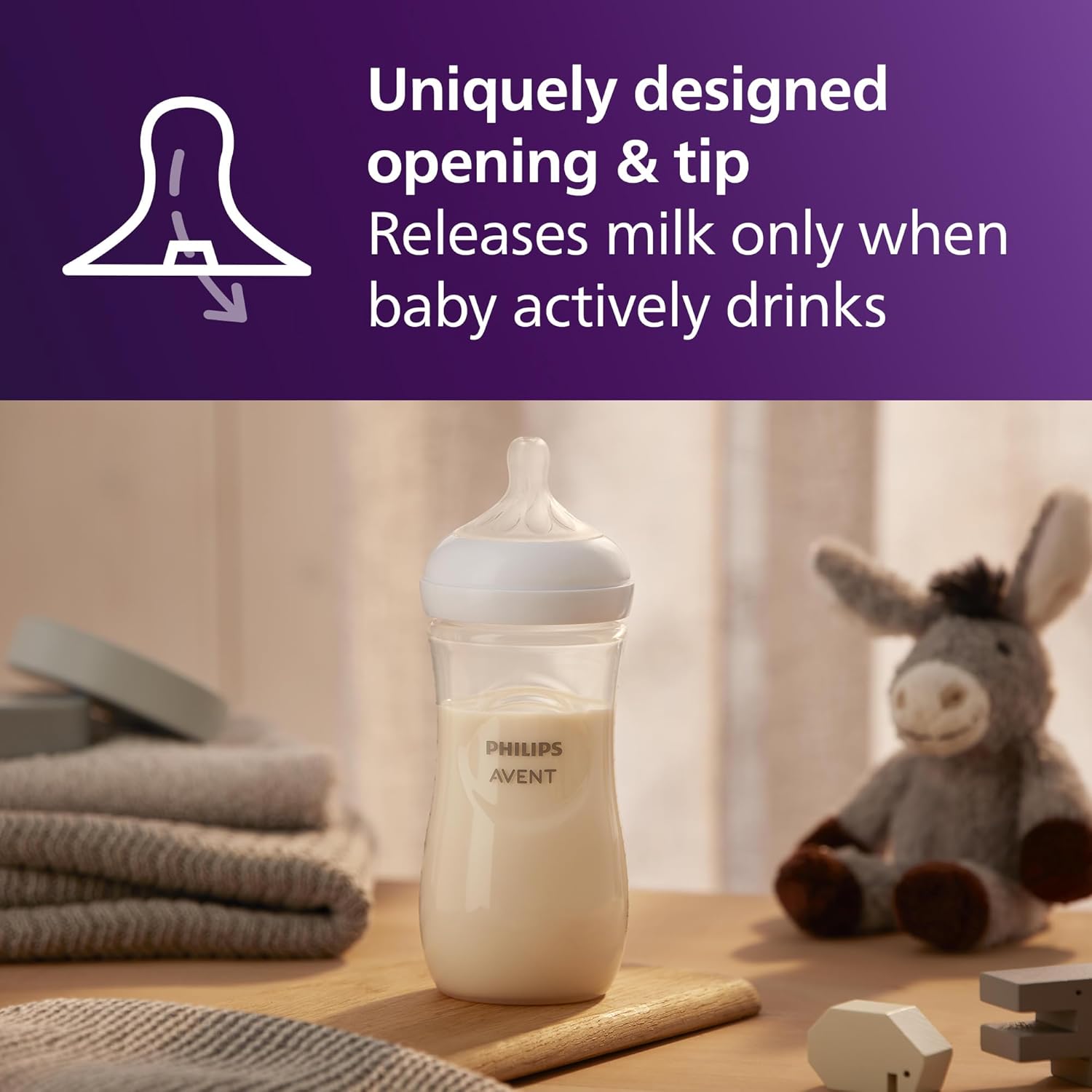Philips Avent Natural Baby Bottles with Natural Response Nipples (Fast Flow, Flow 4), 11oz, 2-Pack
