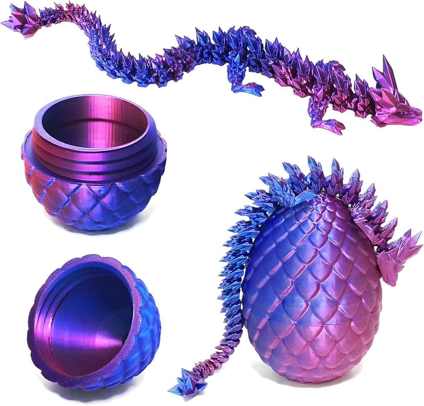 3D Printed Dragon Egg,Mystery Crystal Dragon Fidget Toys,Articulated Dragon,Home Desk Decor Easter