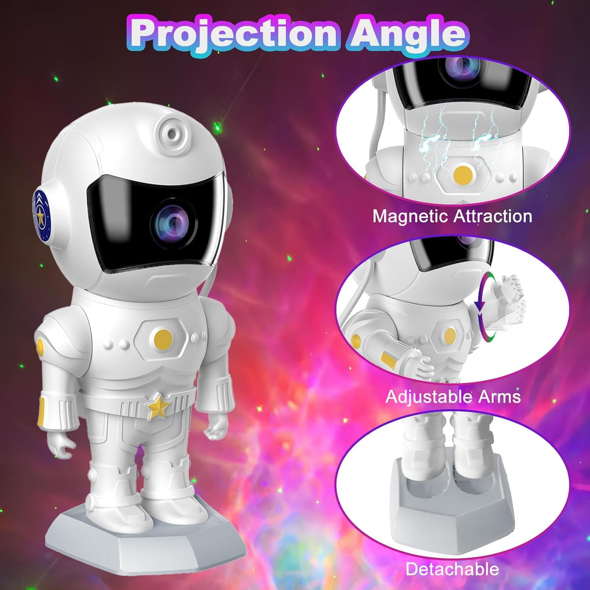 XIAOER Astronaut Galaxy Projector, Robot Star Night Light for Bedroom, Starry Nebula Space