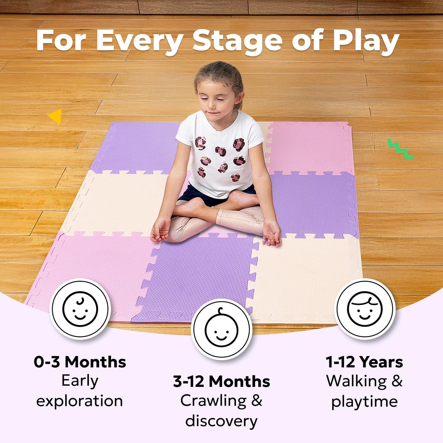 MioTetto Baby Play Mat, Soft Foam Floor Tiles for Kids. Adjustable Interlocking Foam Tiles, Fits