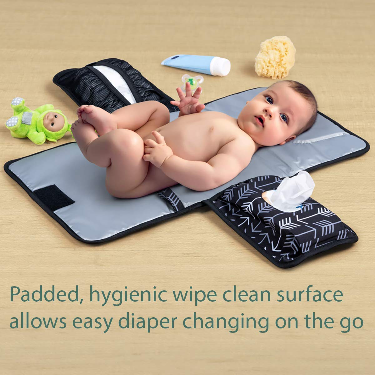 Portable Changing Pad - Waterproof Travel Baby Diaper Changing Pad, Mat Foldable, Wipes Pocket