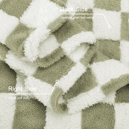 HOMRITAR Checkered Baby Blankets for Boys Girls Warm Cozy Reversible Toddler Blanket, Fluffy Fuzzy