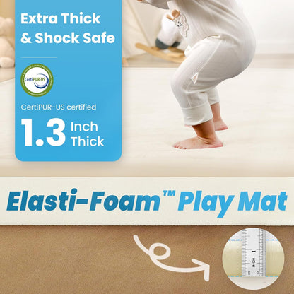Ultra Soft Baby Play Mat,1.3" Thick Elasti-Foam Tummy Time Mat for