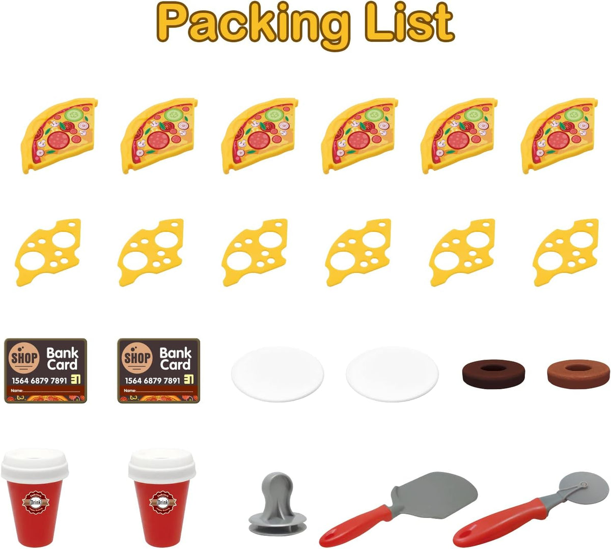 deAO Pretend Play Store Coffee Playset Kids Coffee Maker Play Set Pizzas Shop with Cash Register