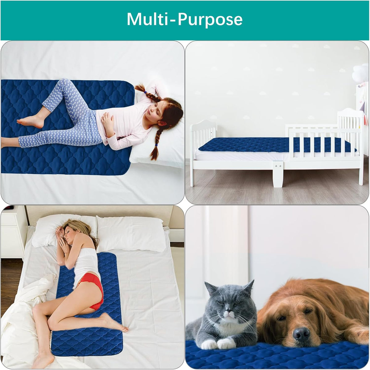Waterproof Crib Mattress Protector Pad Cover 28" x 52", Anti Slip & Absorbent Waterproof Bed Pads