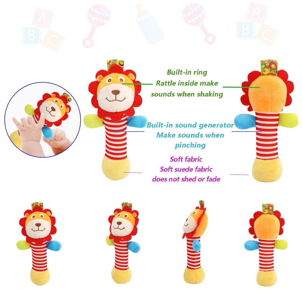 Wrist Rattles Foot Finder Rattle Toy for 0-6 Months Baby, Feet Leg Ankle Socks Arm Hand Bracelet