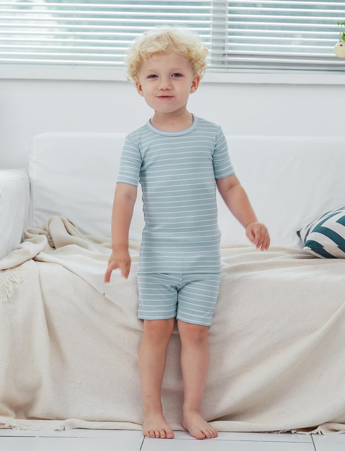 AVAUMA Stripe Pattern Baby Boys Girls Pajama Set Kids Toddler Snug fit Ribbed Sleepwear pjs for