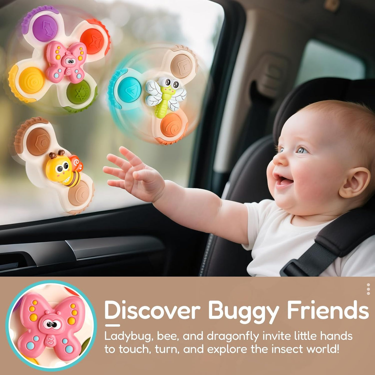 ALASOU 3PCS Pop Suction Cup Spinner Toys for 1 Year Old Boy Girl|Novelty Spinning Tops Toddler Toys
