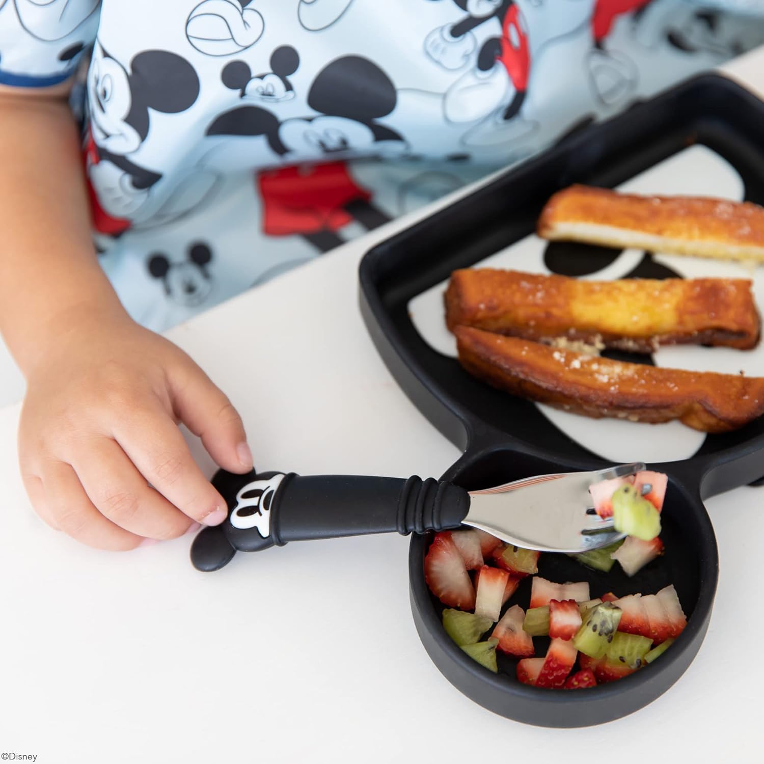 Bumkins Disney Toddler Utensils, Kids Size Fork and Spoon Set, Silicone and Stainless-Steel