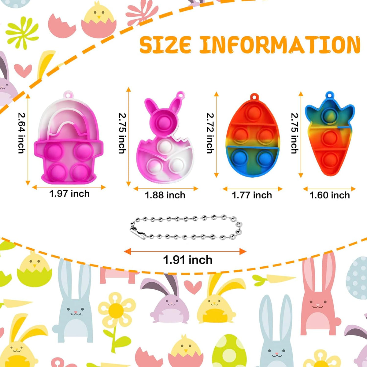 24Pcs Easter Pop Fidget Toys, Mini Easter Simple Pop Fidget Toys for Kids Boys Girls Toddlers