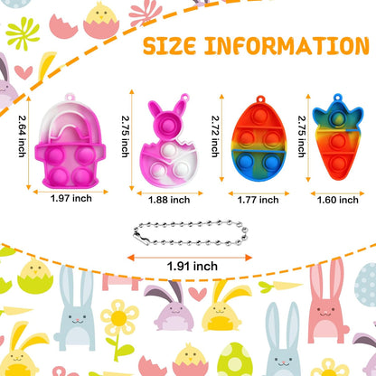 24Pcs Easter Pop Fidget Toys, Mini Easter Simple Pop Fidget Toys for Kids Boys Girls Toddlers