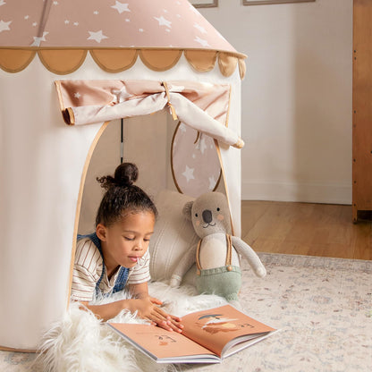 Tiny Land Kids Play Tent, Khaki Castle Pop Up Tent for Kids Indoor