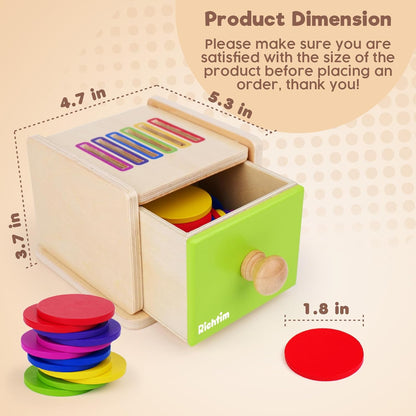 Montessori Toys for 1-3 Year Old: Color Sorting Wooden Drawer Box Toy for Toddlers, Object
