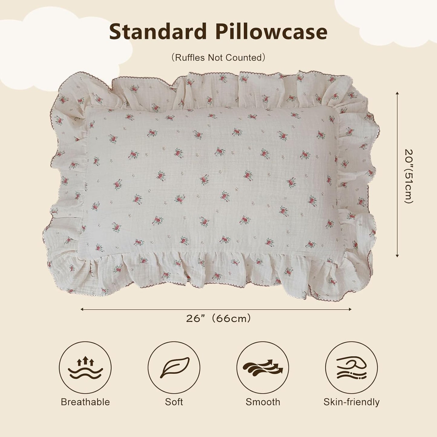 BuLuTu Toddler Pillowcase Cotton Muslin Kids Pillow Cases Enveloped Soft Breathable Children Teens