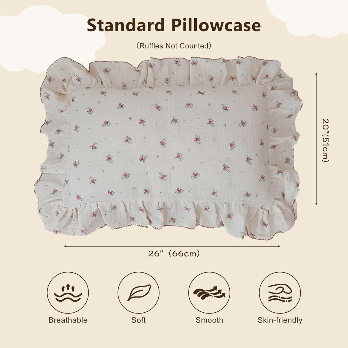 BuLuTu Toddler Pillowcase Cotton Muslin Kids Pillow Cases Enveloped Soft Breathable Children Teens