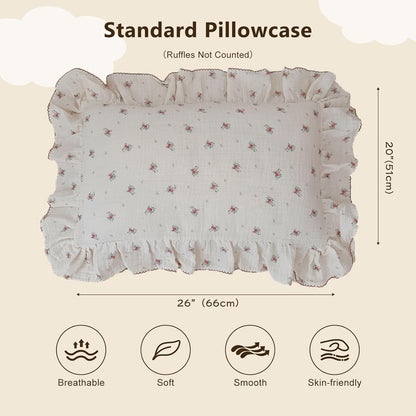 BuLuTu Toddler Pillowcase Cotton Muslin Kids Pillow Cases Enveloped Soft Breathable Children Teens