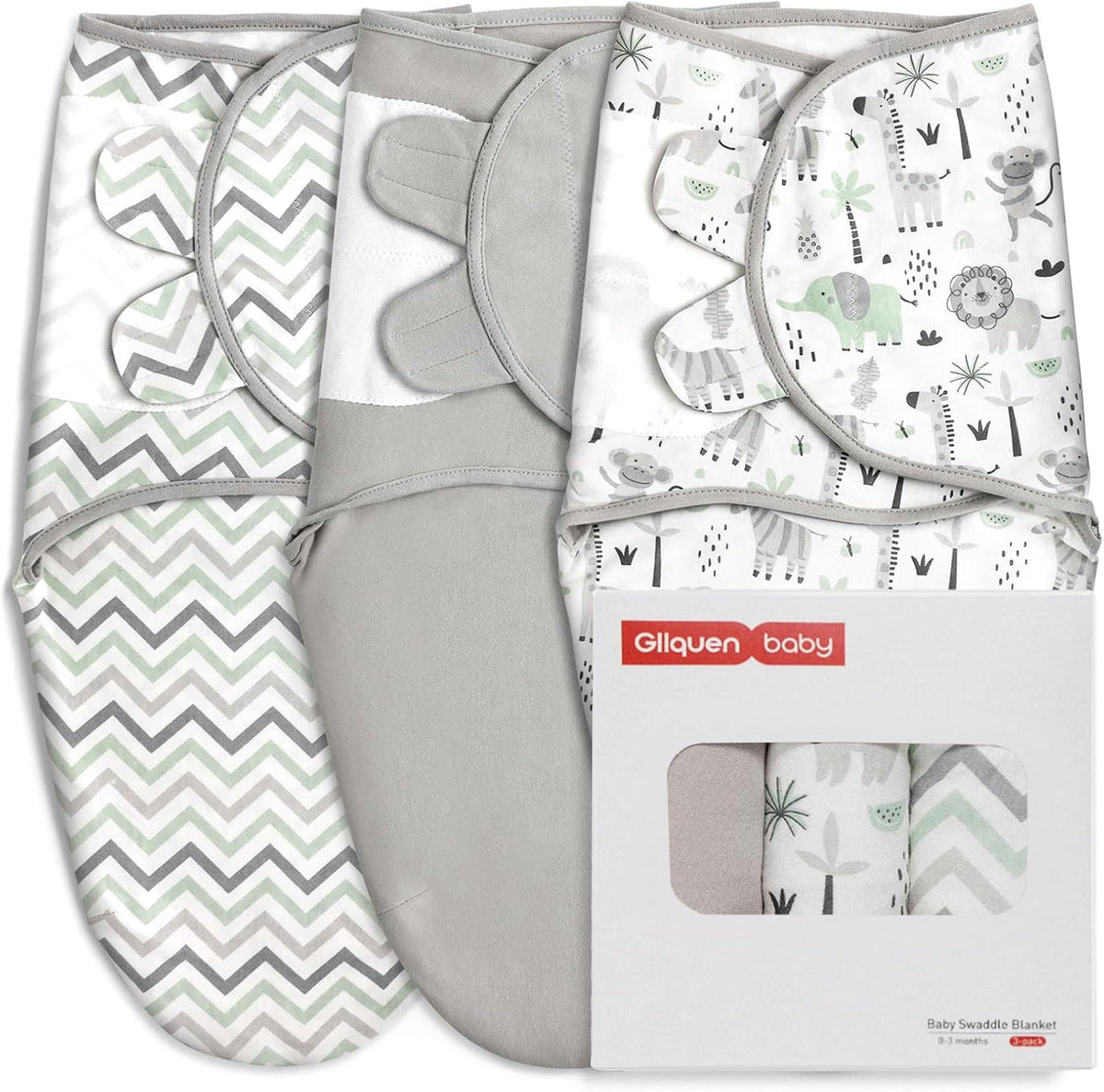 GLLQUEN BABY Organic Swaddle Sleep Sacks for Newborn - Baby Swaddles 0-3 Months, 3-Pack Newborn