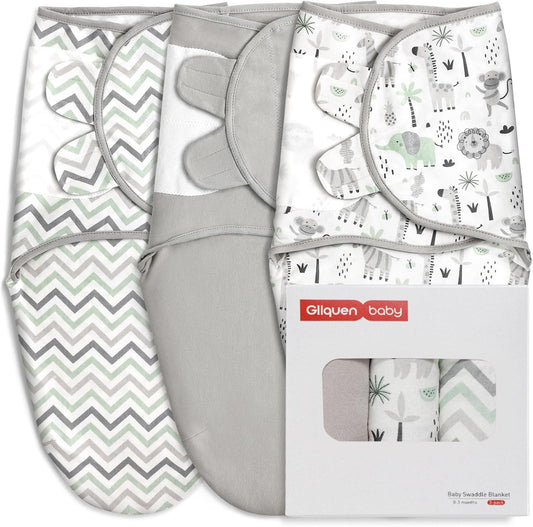 GLLQUEN BABY Organic Swaddle Sleep Sacks for Newborn - Baby Swaddles 0-3 Months, 3-Pack Newborn