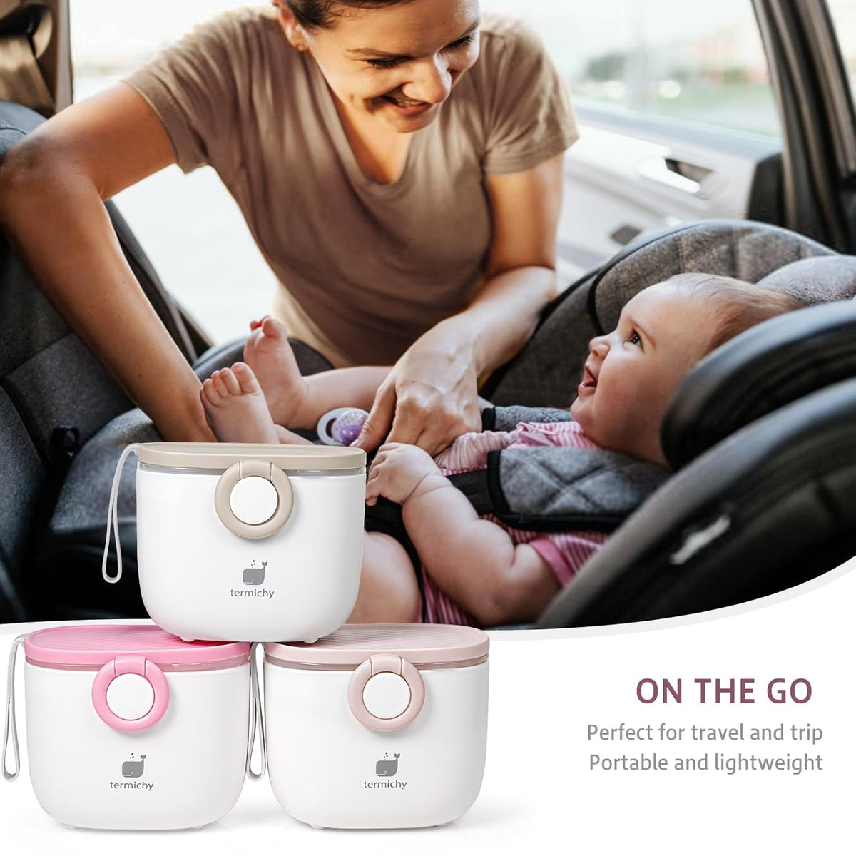 Termichy Baby Formula Dispenser, Portable Milk Powder Dispenser Container with Carry Handle and