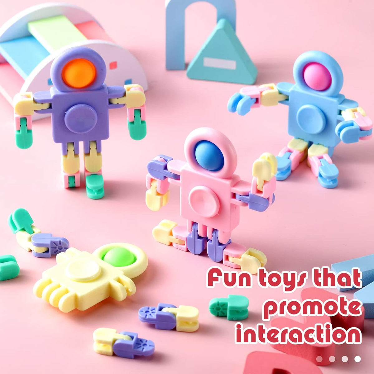 32 Pcs Funny Sensory Fidget Toys Robot Fidget Spinners Fidget Party Favors Robot Fingertip Toy DIY