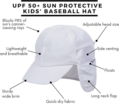 SwimZip Sun Hat with Neck Flap | UPF 50+ Protection for Baby, Toddler, and Kids