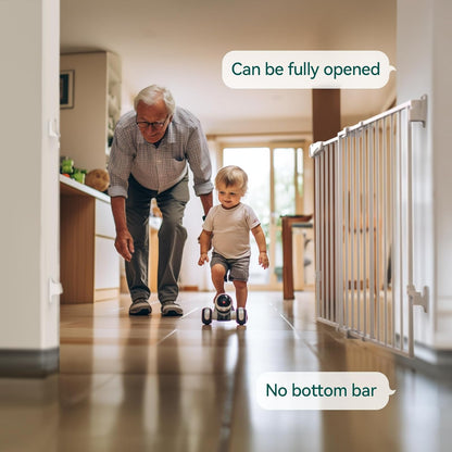Babelio 31.5-55" No Bottom Bar Baby Gate Extra Wide, 2-in-1 Auto Close Dog Gate for The House