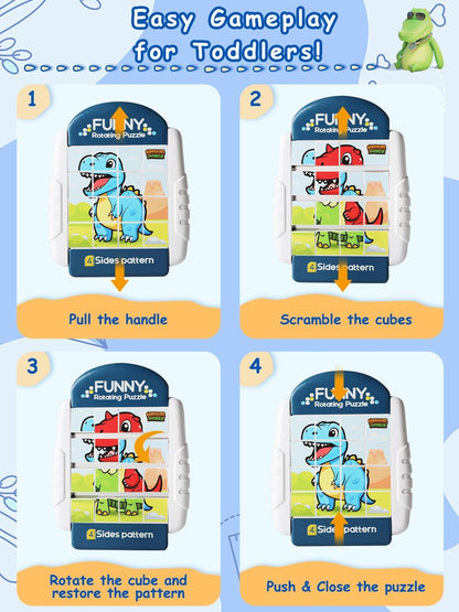 16-Piece Rotating Puzzles for Kids 4-6, Toddlers Puzzles 2-4, Road Trip, Airplane Activities Game