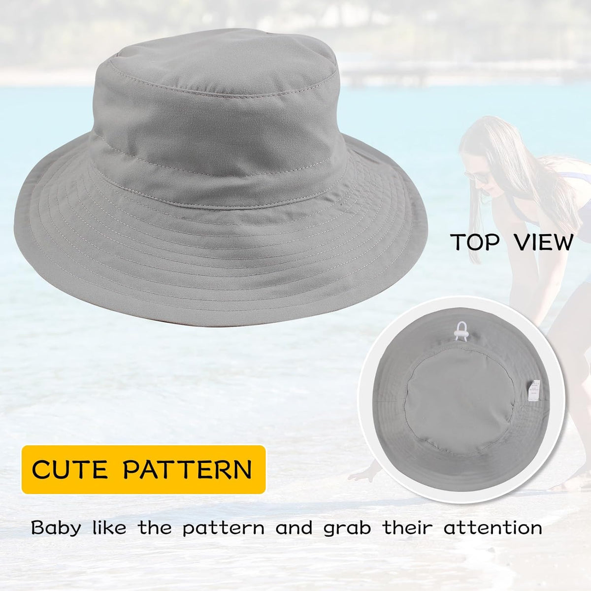 Peecabe Summer Baby Sun Hat for Boys Girls UPF 50+ Wide Brim Toddle Bucket Hat Adjustable Baby