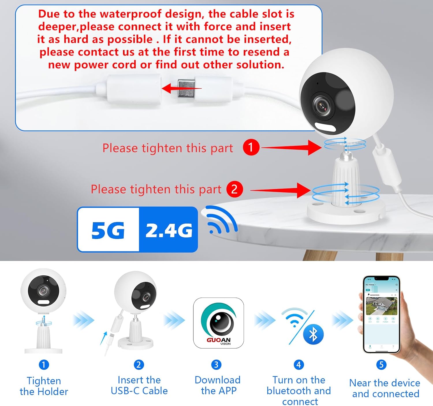 5G/2.4G Indoor/Outdoor Security Camera for Baby Monitor, Indoor Camera for