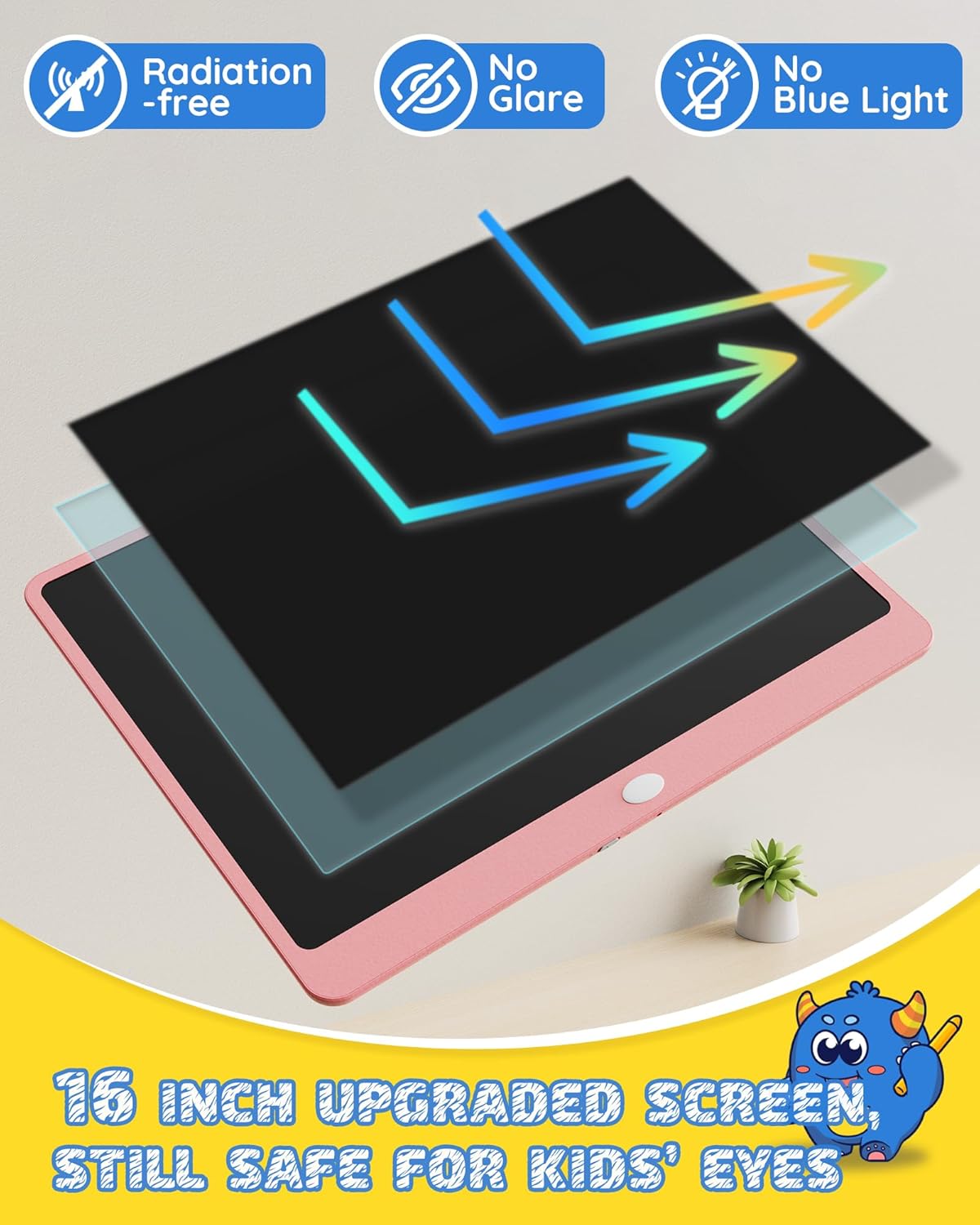 TEKFUN LCD Writing Tablet Doodle Board, 16 Inch Colorful Drawing Tablet Writing Pad,Toddler Toys