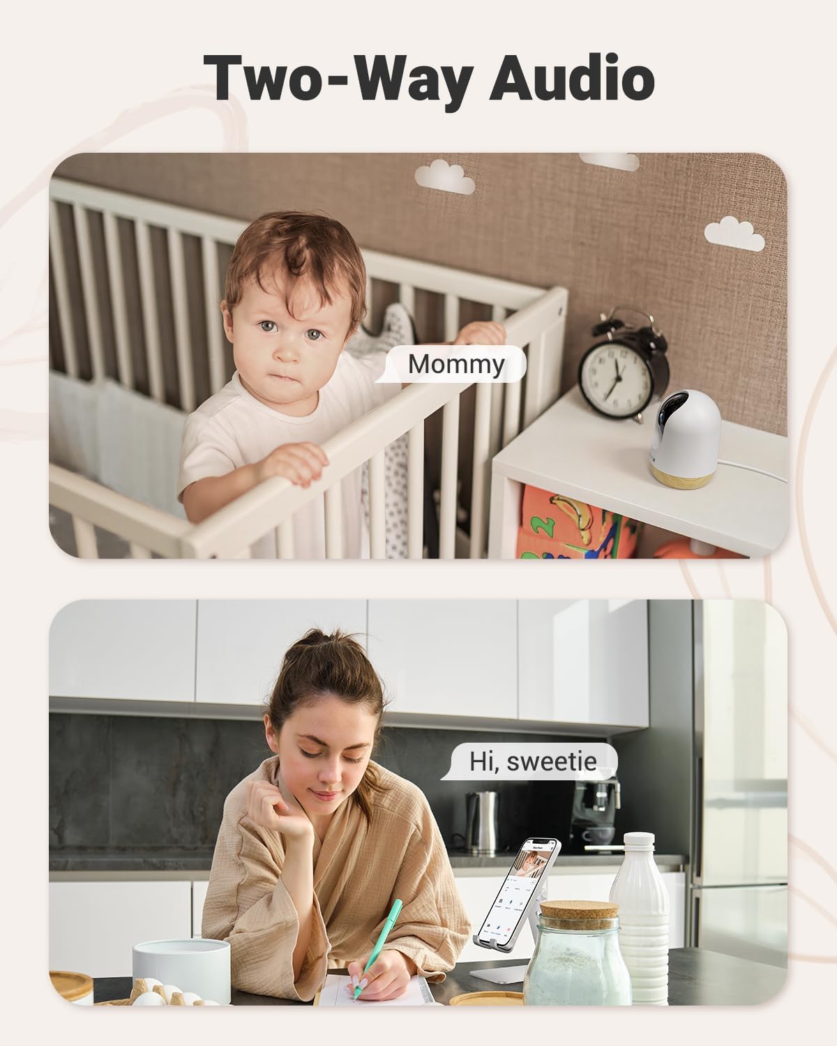 MUBVIEW 5G WiFi Indoor Security Camera No Subscription, Pet Camera with Phone App, Baby Monitor