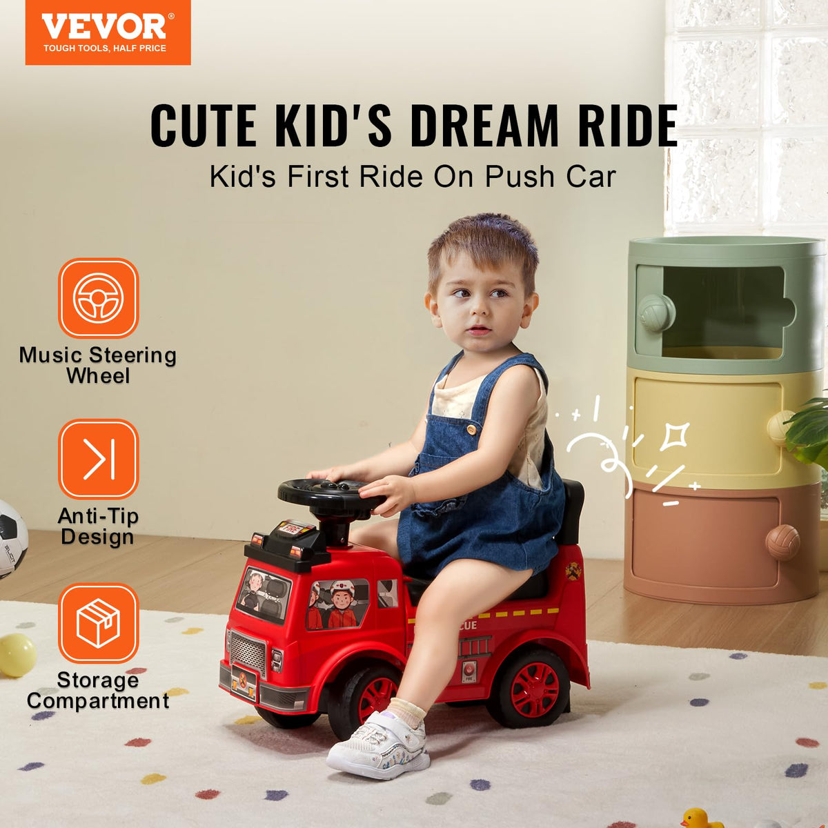 VEVOR Ride On Push Car for Toddlers, Ages 19+ Months, Ride Racer, Sit to Stand Toddler Ride On Toy