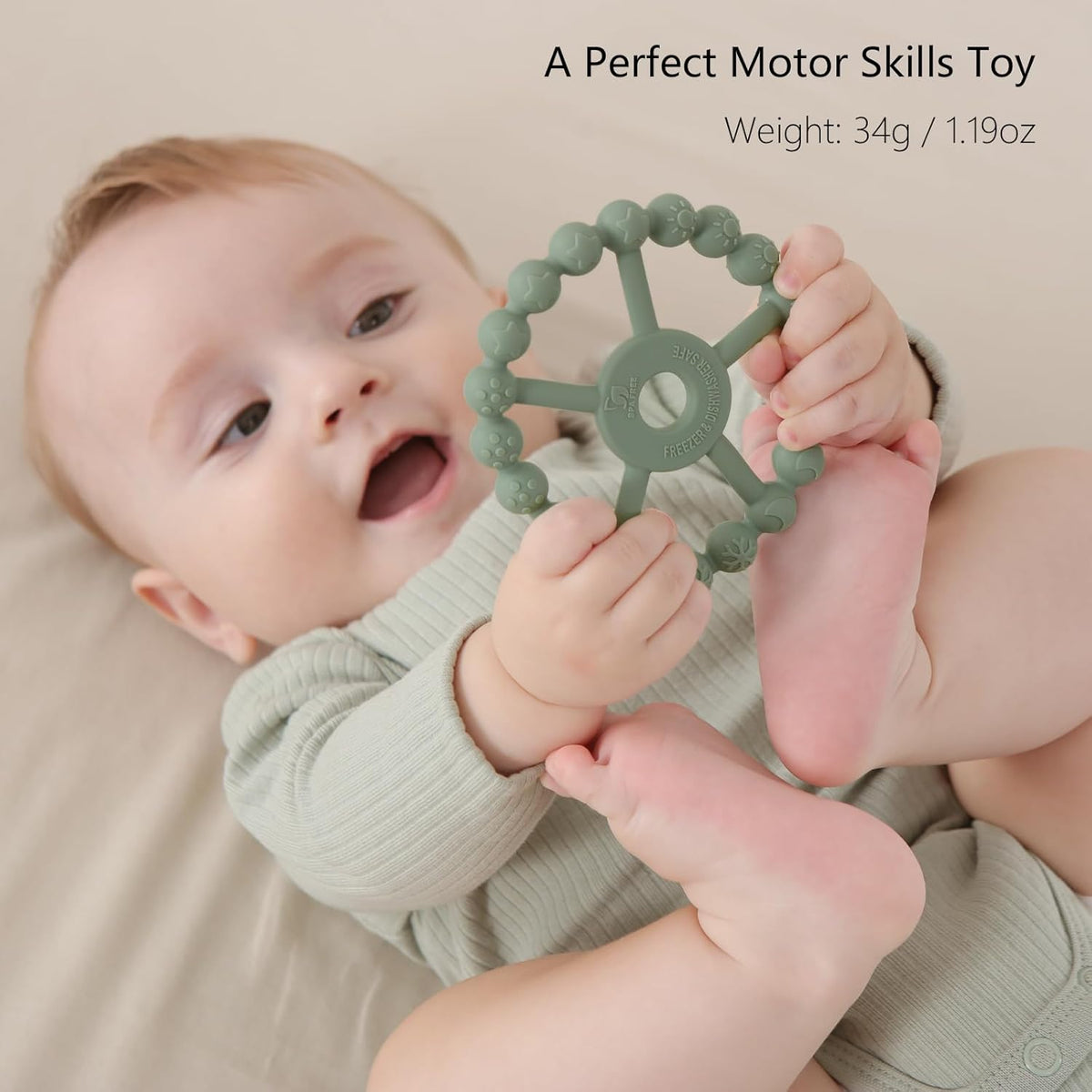 3 Pack Ring Teether Baby Infant Toys, Baby Essentials, Silicone Teething Ring Toys for Babies 0-6