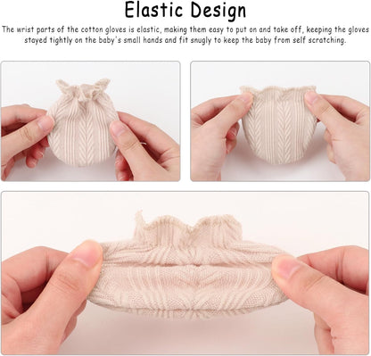 Newborn Baby Mittens No Scratch Cotton Elastic Wrist Gloves Infant Toddler Mittens for Baby Boy