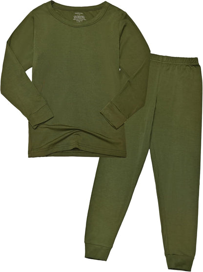 BABY 2T-10Y Toddler Kids Girls Boys Soft Comfy Viscose 2pcs Set Long Sleeve Plain Shirts and Pants