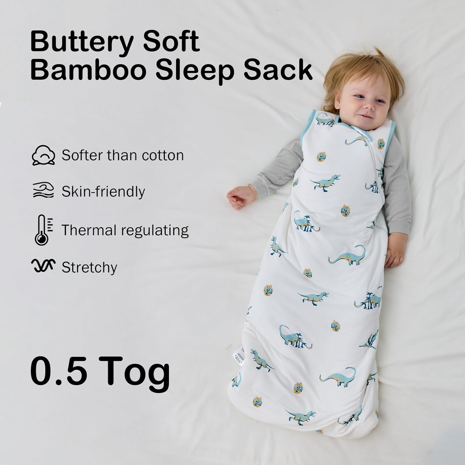 BubblePanda Rayon Made from Bamboo Sleep Sack 12-18 Months 0.5 Tog Soft Lightweight Toddler Sleep