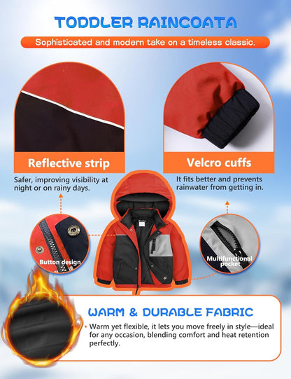 GEMYSE Toddler Boys Winter Coat Waterproof Ski Snow Jacket with Hood Thicken Warm Baby Jacket