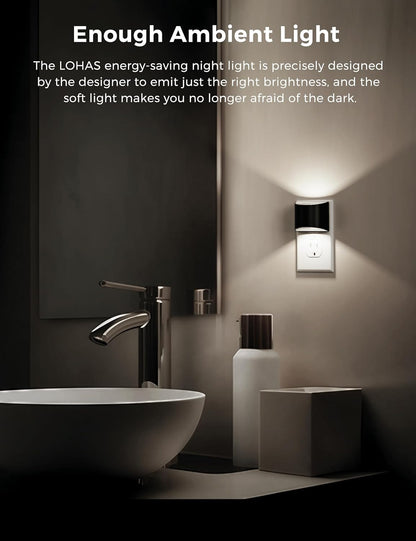 L LOHAS LED Night Lights Plug into Wall 2 Pack, Nightlight with Dusk to Dawn Sensor,3 Level