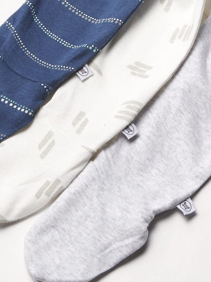 HonestBaby 3-pack Footed Pants Roomy Fit Pull on Bottoms 100% Organic Cotton for Infant Baby Boys
