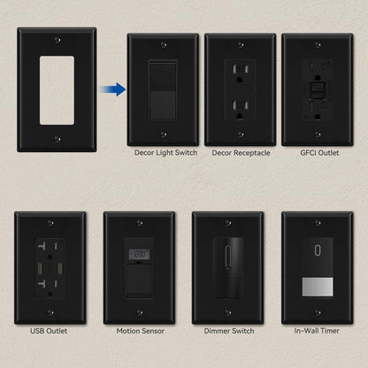 ELEGRP Decorative Receptacle Wall Plate, 1-Gang Mid Size Outlet Decorator Cover, Unbreakable