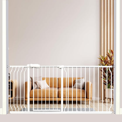 Extra Wide Baby Gate Tension Indoor Safety Gates White Metal Large Pressure Mounted Pet Walk