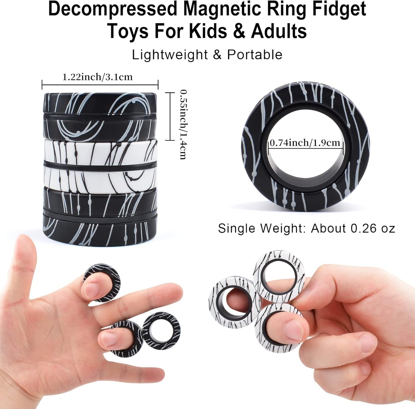3Pcs Magnetic Rings Fidget Toys for Teens, Adults&Kids|Halloween Toys Gifts for 8 9 10 11+ Year Old
