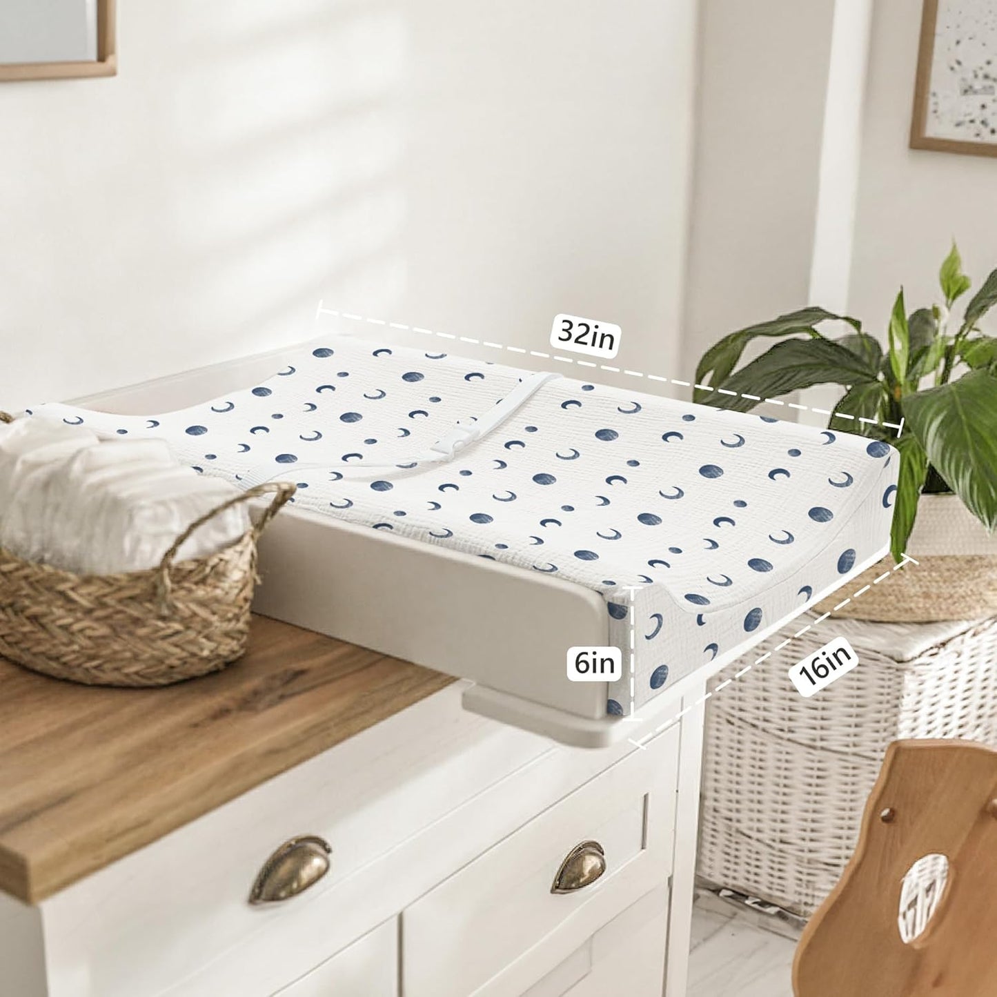 Bearmoss Changing Pad Cover, 2 Pack Muslin [100% Cotton] Diaper Changing Table Covers, 32'' x 16''