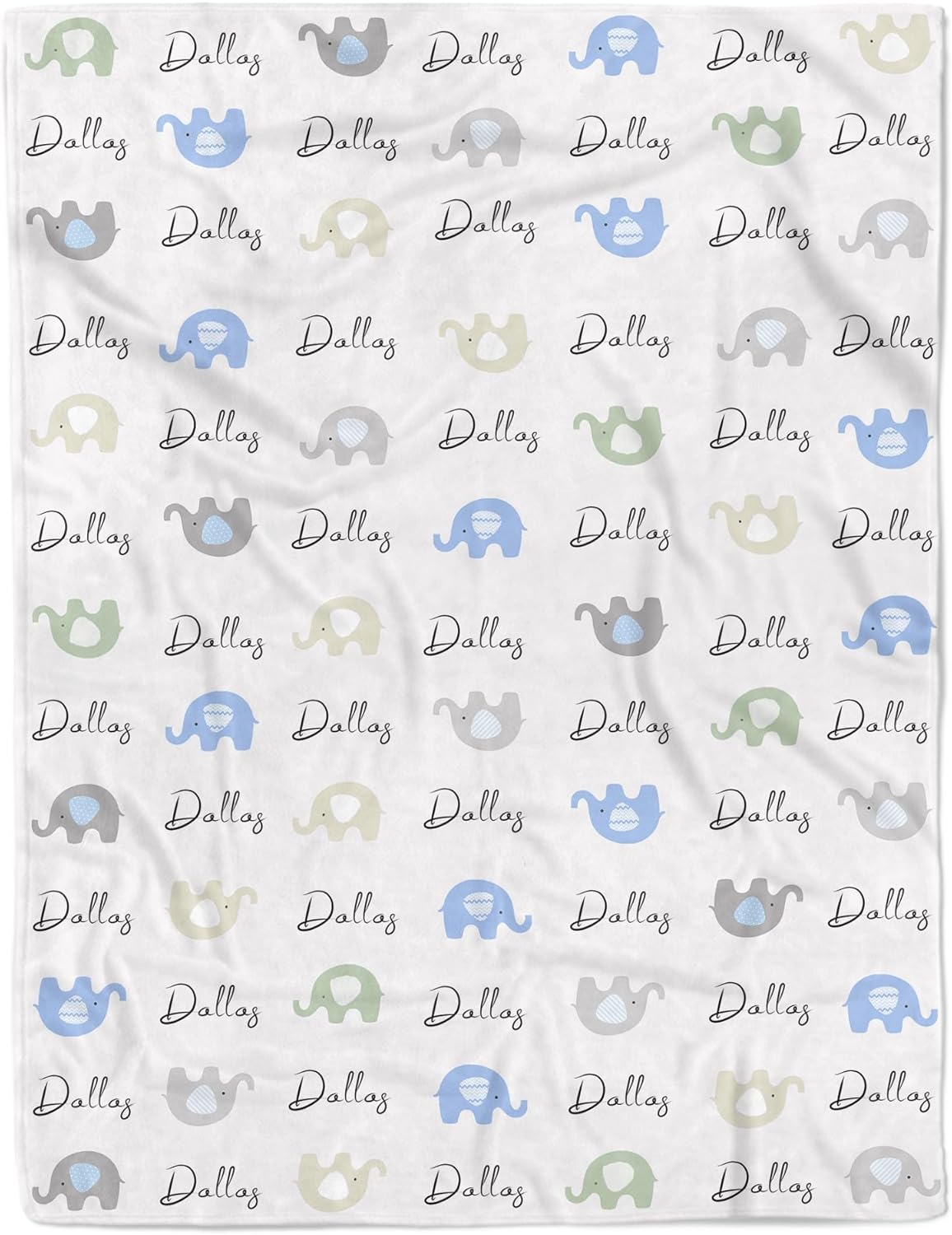 Personalized Baby Name Blanket for Boy Girl Custom Elephants Blanket for Newborn Customized Gifts